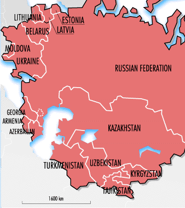 Map Of Russia And The Republics. Russia on the map